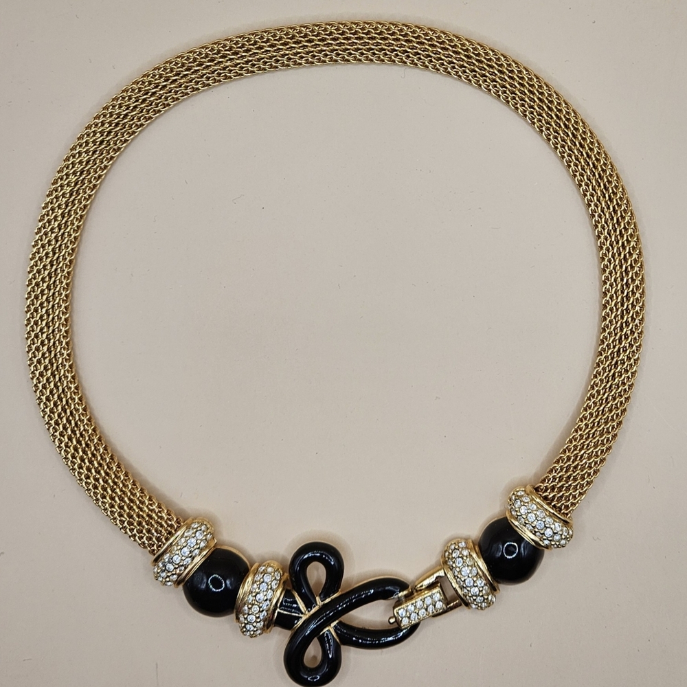 VINTAGE SWAROVSKI CRYSTAL SWAN LOGO NECKLACE